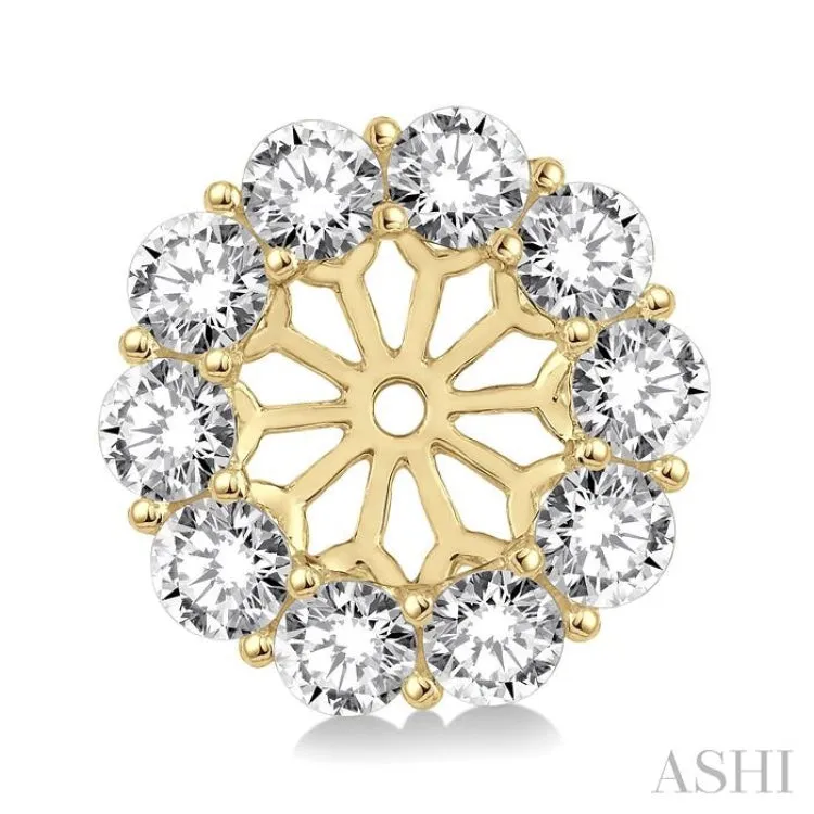 3/4 ctw Round Cut Diamond Earring Jacket in 14K Yellow Gold