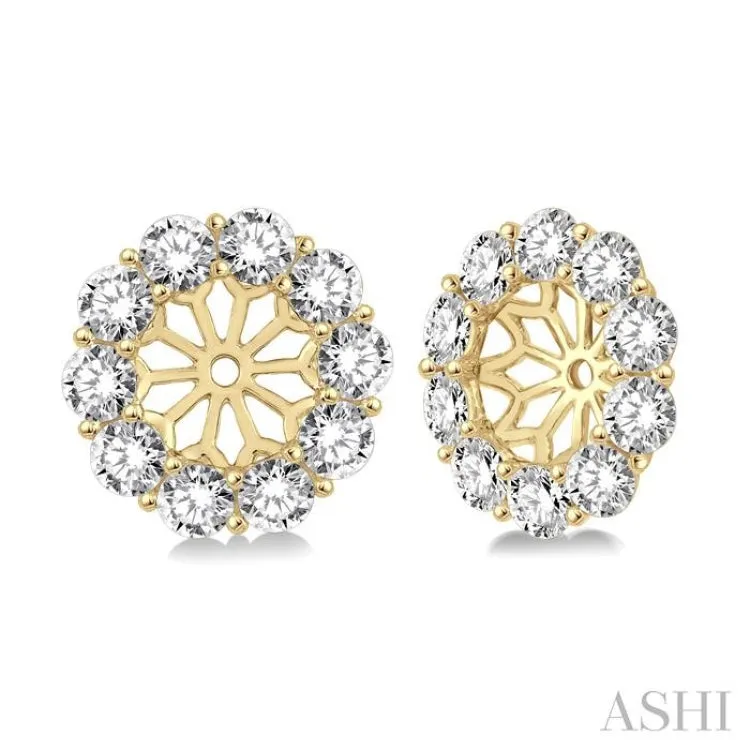3/4 ctw Round Cut Diamond Earring Jacket in 14K Yellow Gold