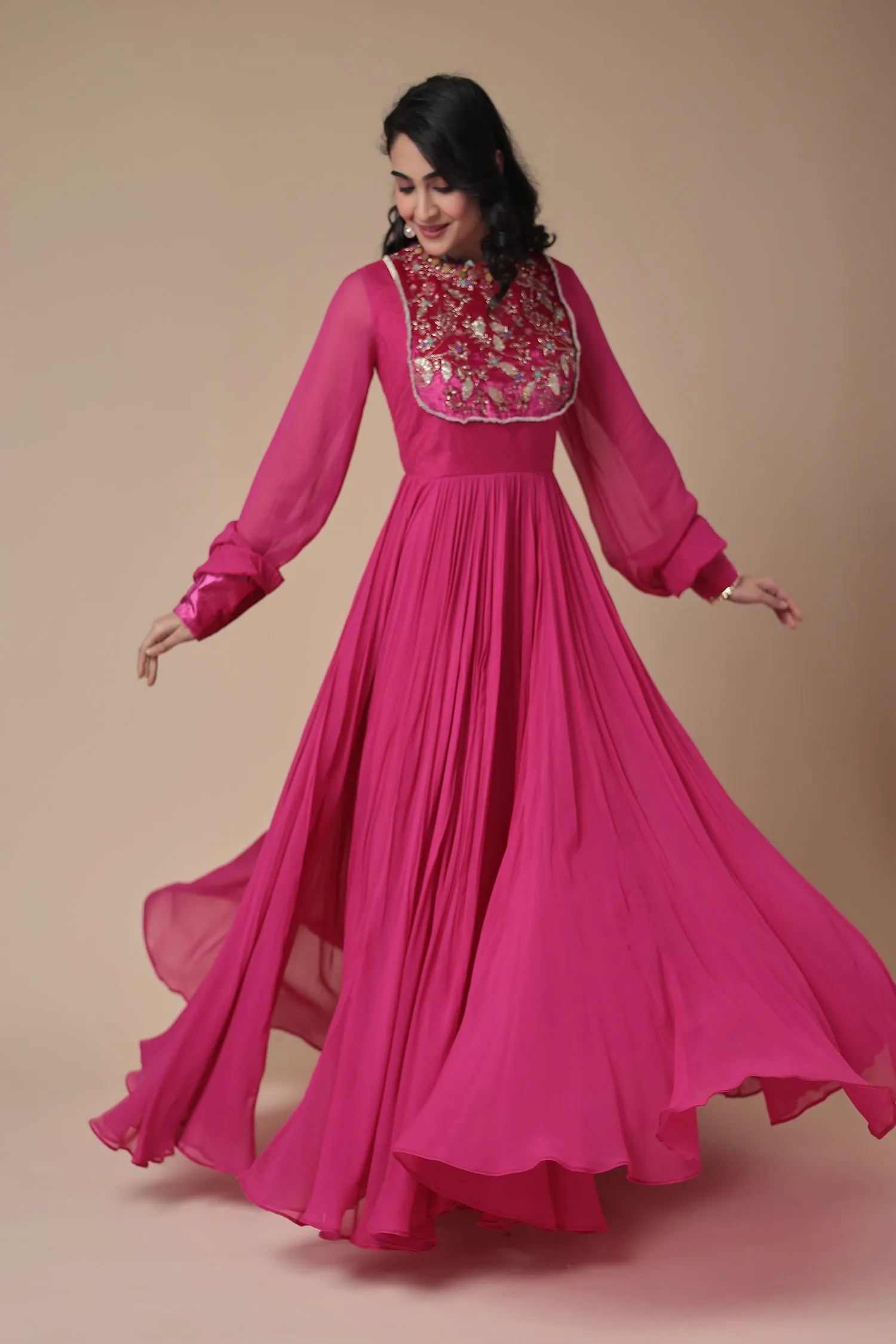Anarkali Georgette Gown with Embroidery