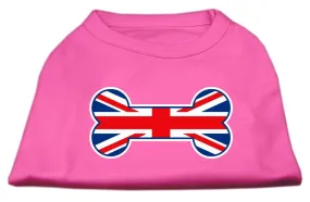 Bone Shaped United Kingdom (Union Jack) Flag Screen Print Shirts Bright Pink L (14)