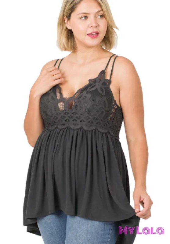 Curvy Crochet Lace Cami (Ash Grey)