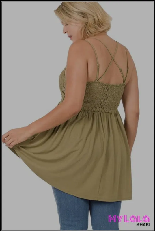 Curvy Crochet Lace Cami (Ash Grey)