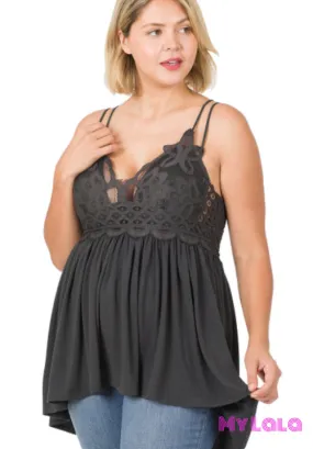 Curvy Crochet Lace Cami (Ash Grey)