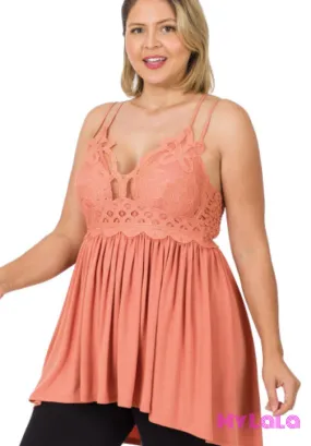 Curvy Crochet Lace Cami (Ash Rose)