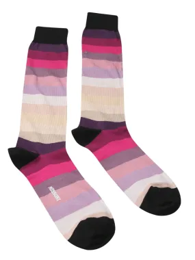 Missoni GM00CMU5686 0001 Purple/Cream Calf Length Socks
