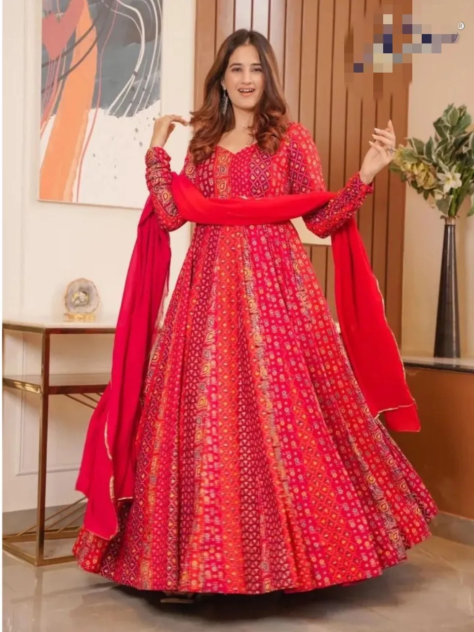 Muskaan Designer Red Anarkali Gown
