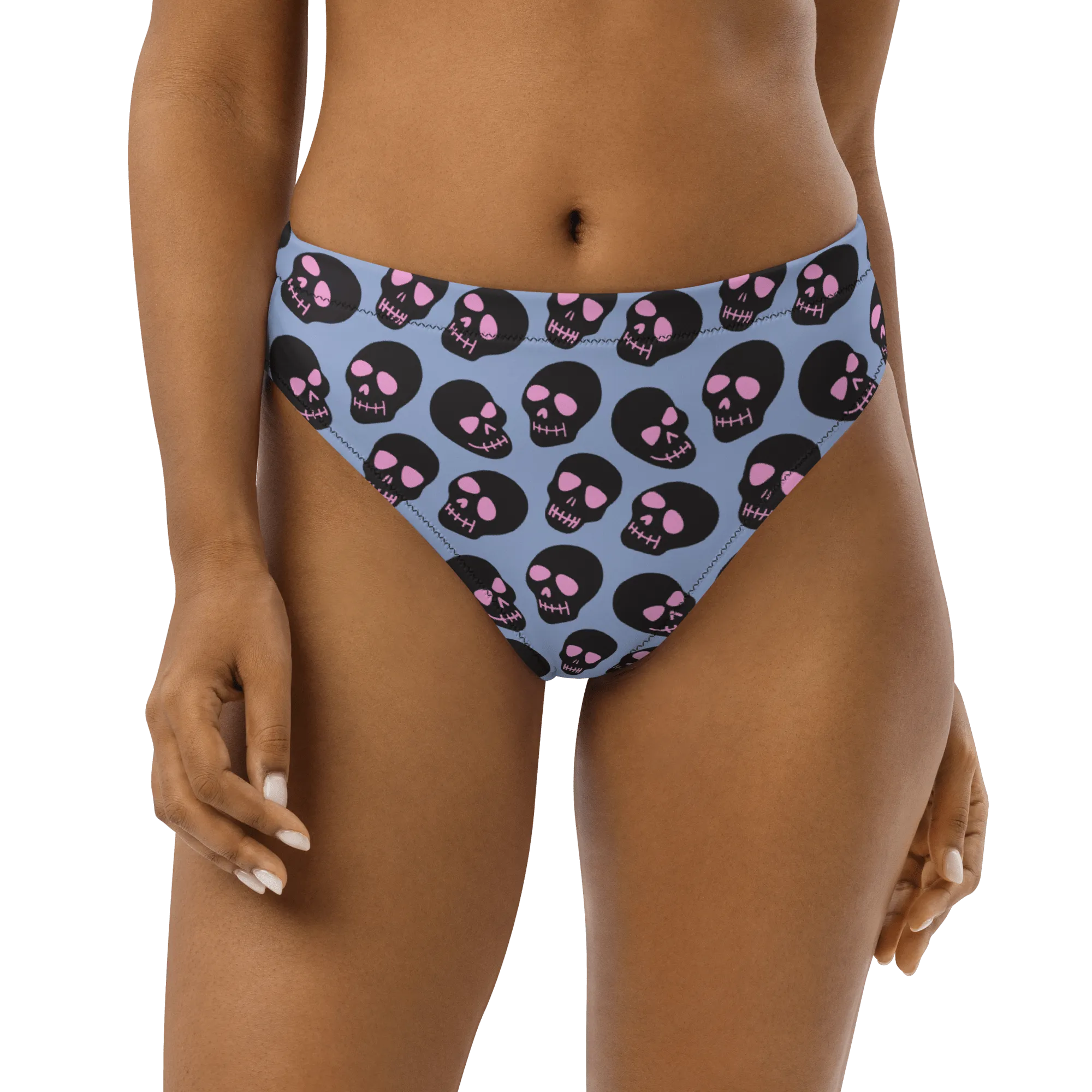 Neon Skull Sport High-Waisted Bikini Bottom