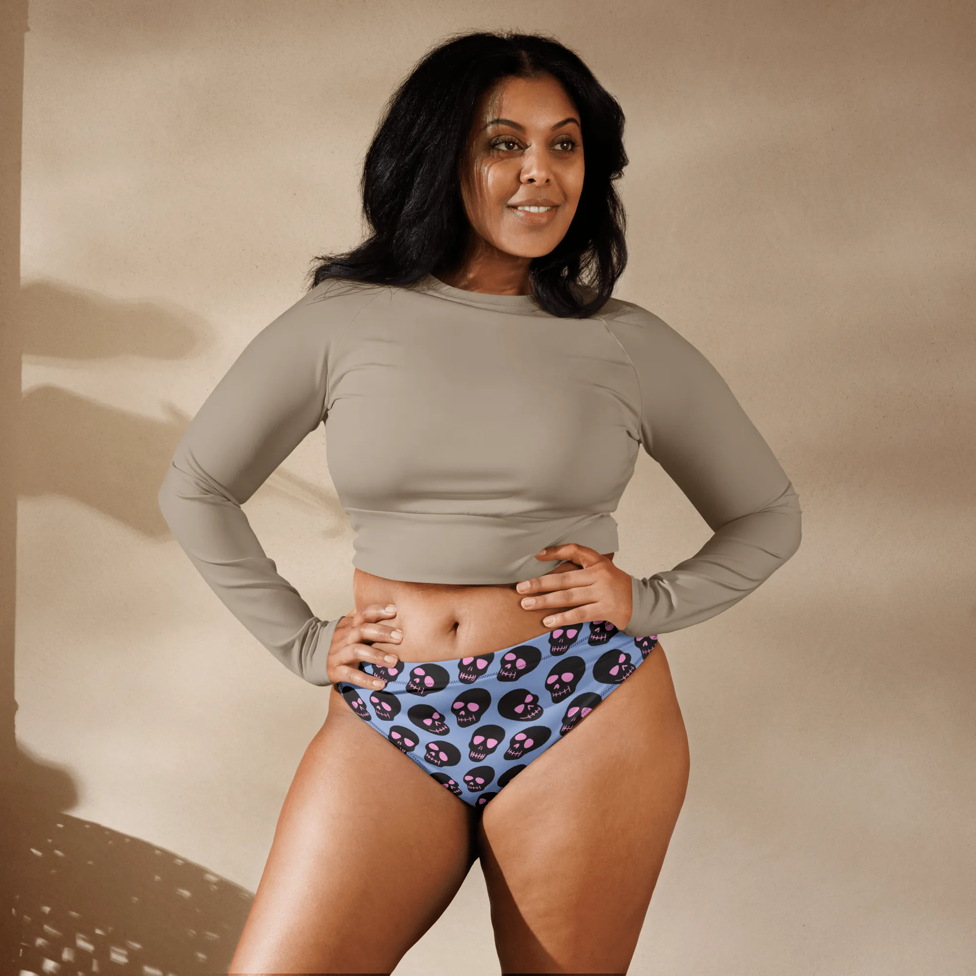 Neon Skull Sport High-Waisted Bikini Bottom