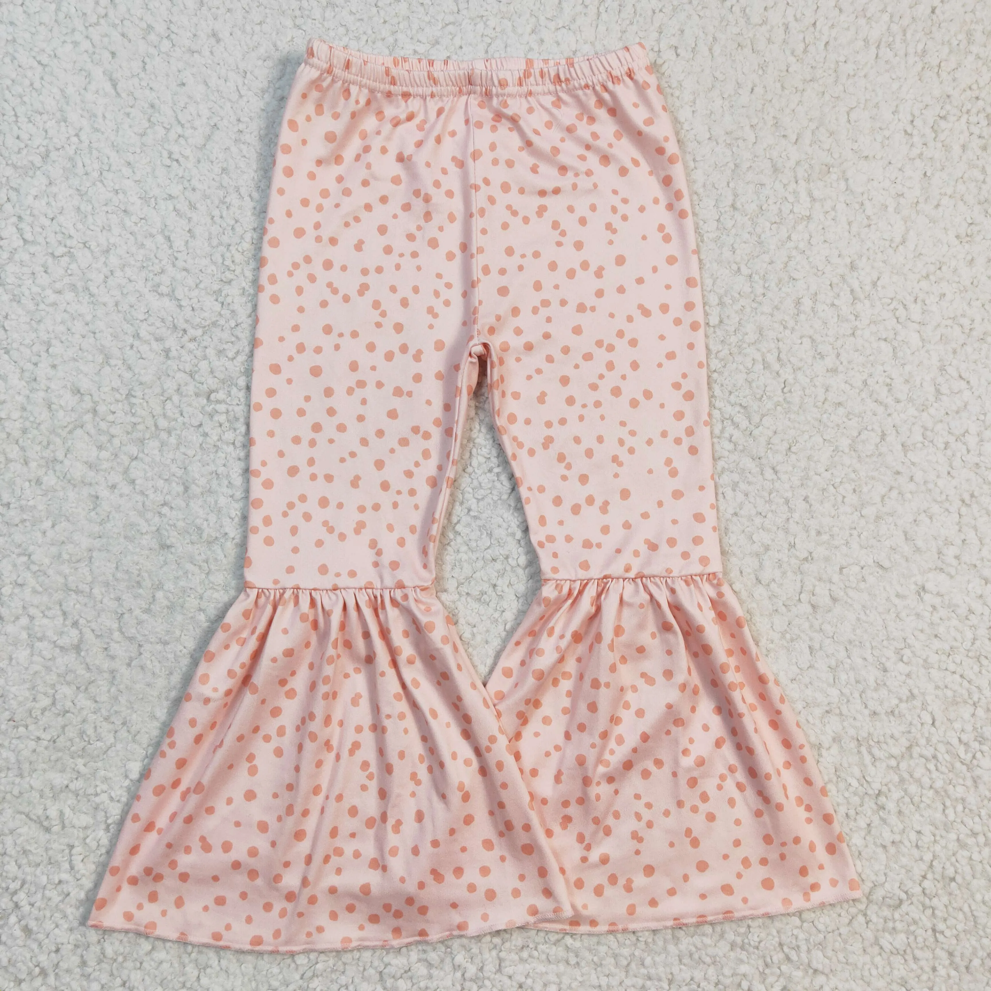 P0055 RTS bell bottom pink dots girl long pants 20230102 RTS