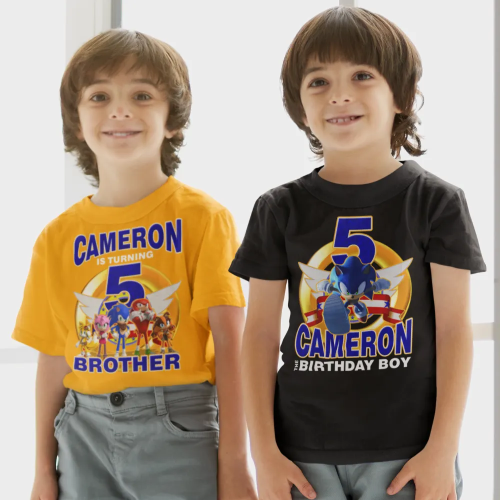 Sonic The Hedgehog Birthday Boy and Matching Family Party Shirts