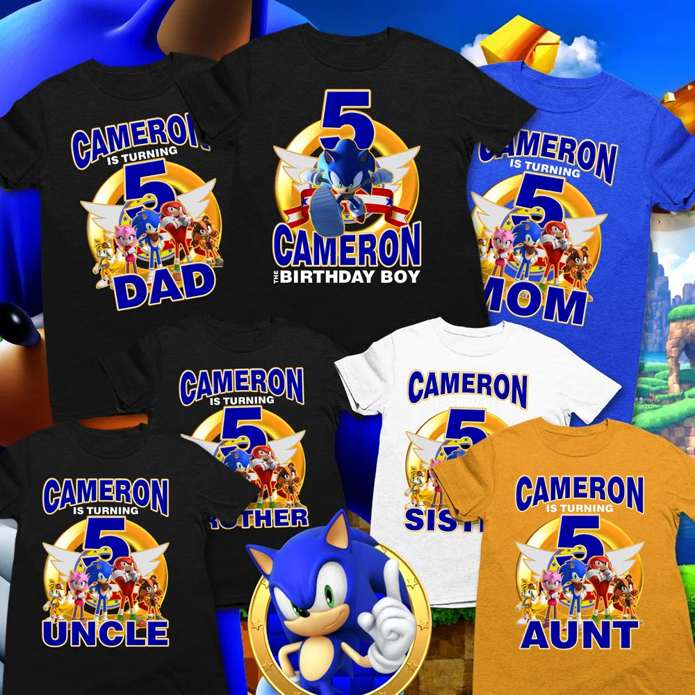 Sonic The Hedgehog Birthday Boy and Matching Family Party Shirts