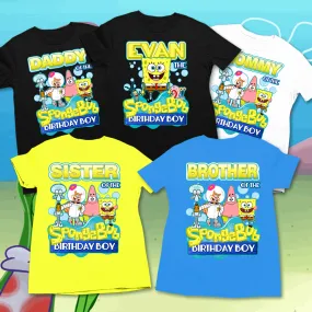 SpongeBob Birthday Boy Family Party Shirts, SpongeBob birthday shirt