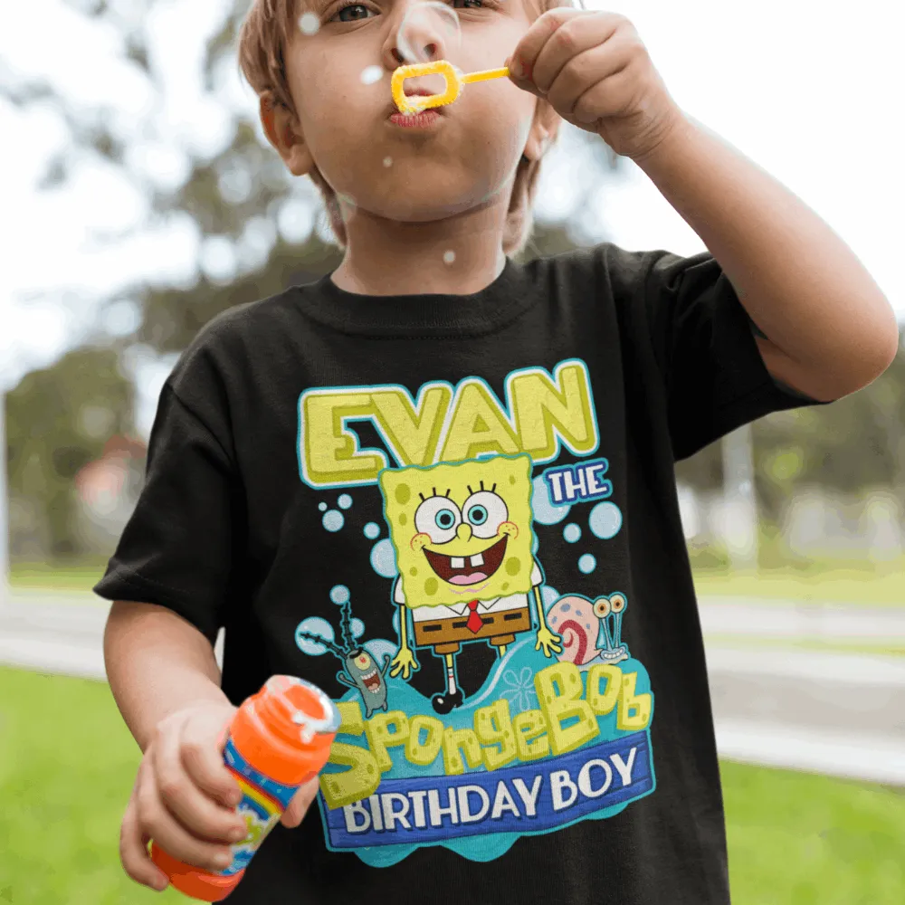 SpongeBob Birthday Boy Family Party Shirts, SpongeBob birthday shirt