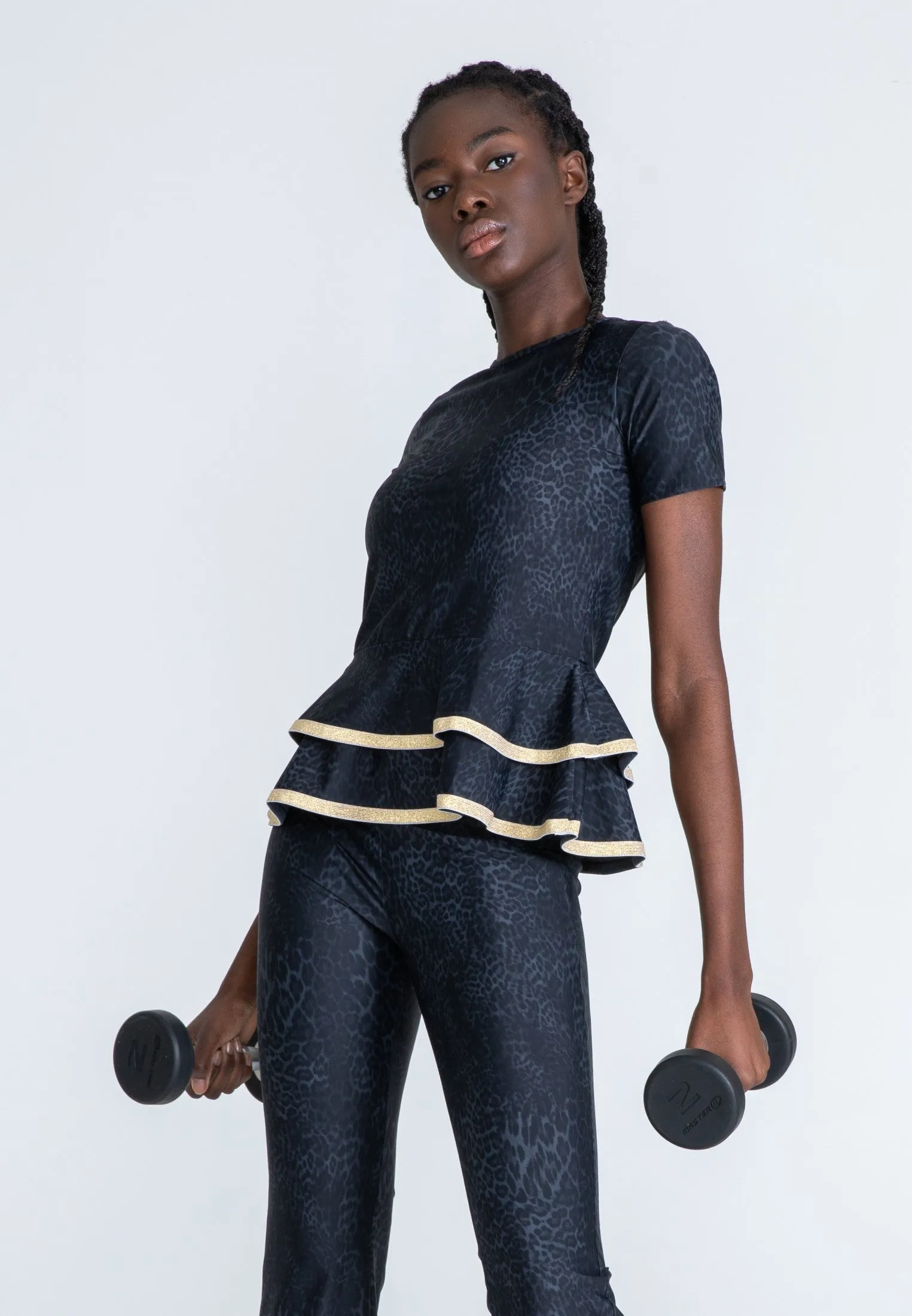 The Flounce Sport Top Gold - Grey Leo