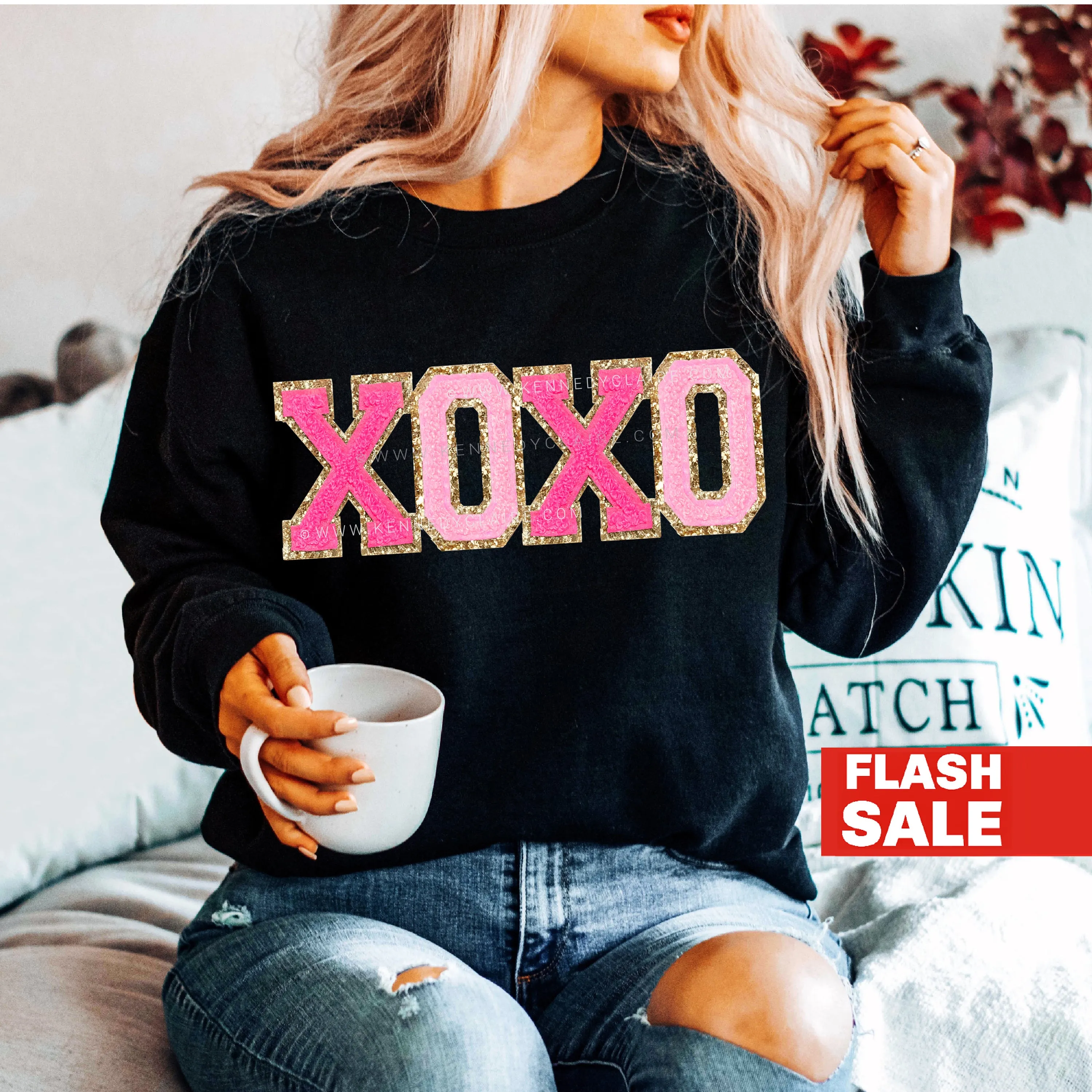 Valentines Day Letter Patch Sweatshirt