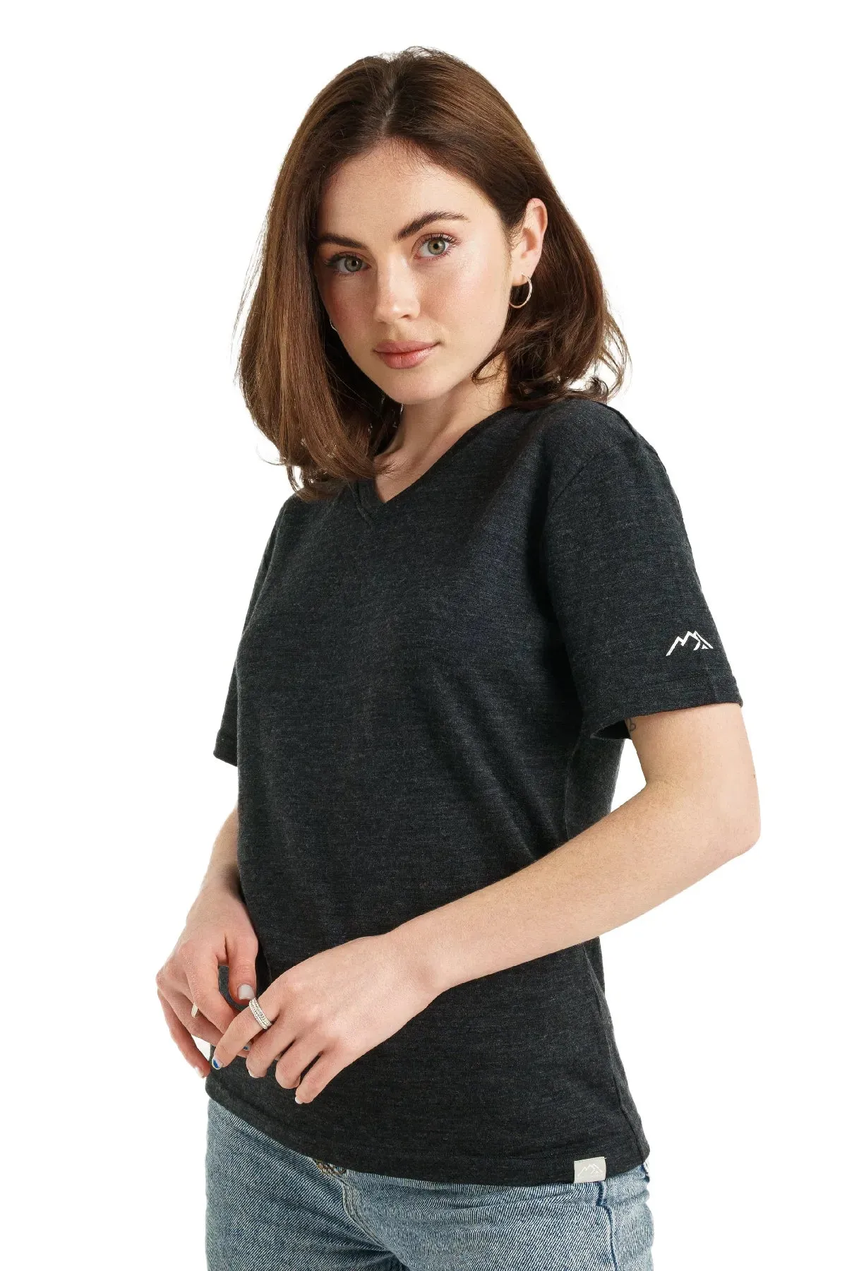 Women's Merino T-shirt 165 Ebony Gray | V-Neck