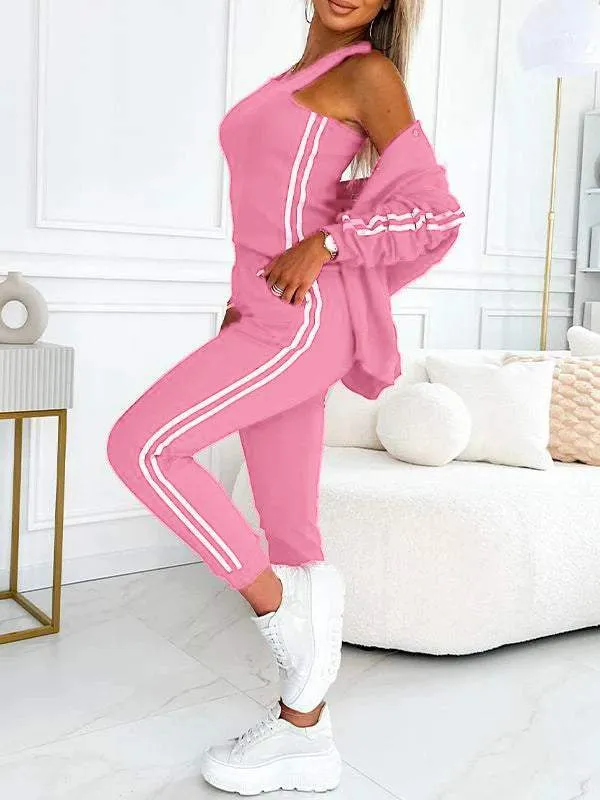 Women's Three-piece Baseball Jacket And Pants Set
