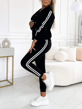 Women's Three-piece Baseball Jacket And Pants Set